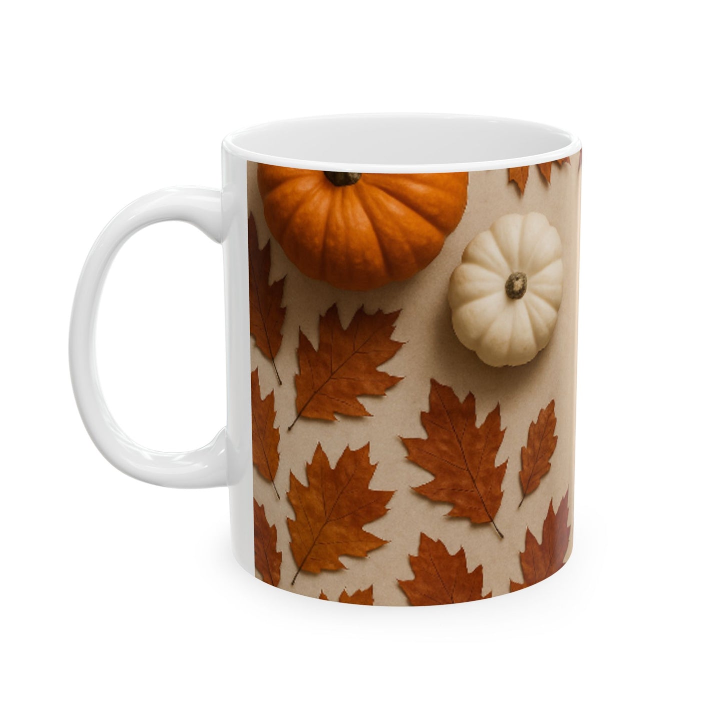 Autumn Leaves Ceramic Mug, Cozy Fall Drinkware, Thanksgiving Gift, Pumpkin Spice Lover, Seasonal Coffee Cup, Rustic Kitchen Decor  Digital Art
