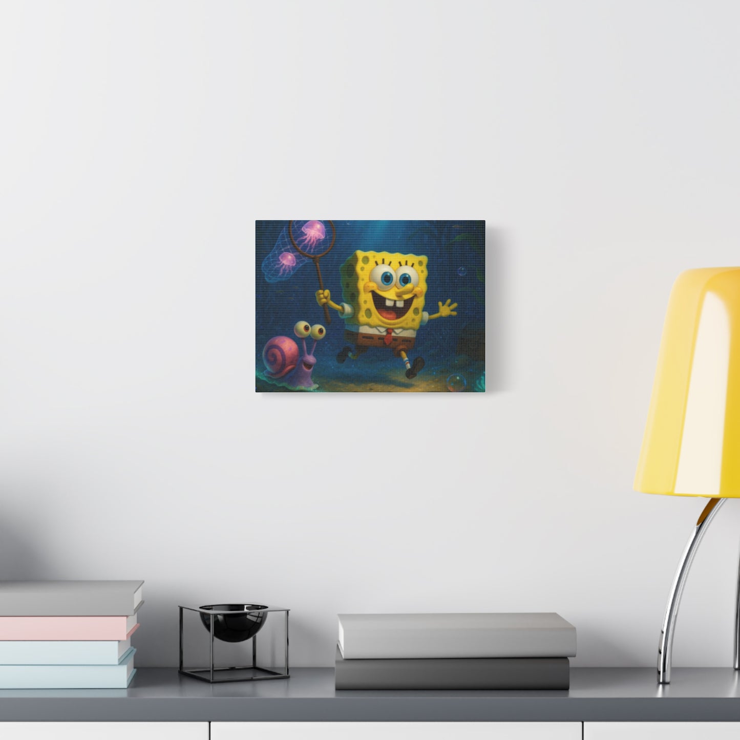 SpongeBob SquarePants Canvas Print, Colorful Nautical Art, Kids Room Decor, Fun Gift, Cartoon Wall Art, Stretched Matte Canvas