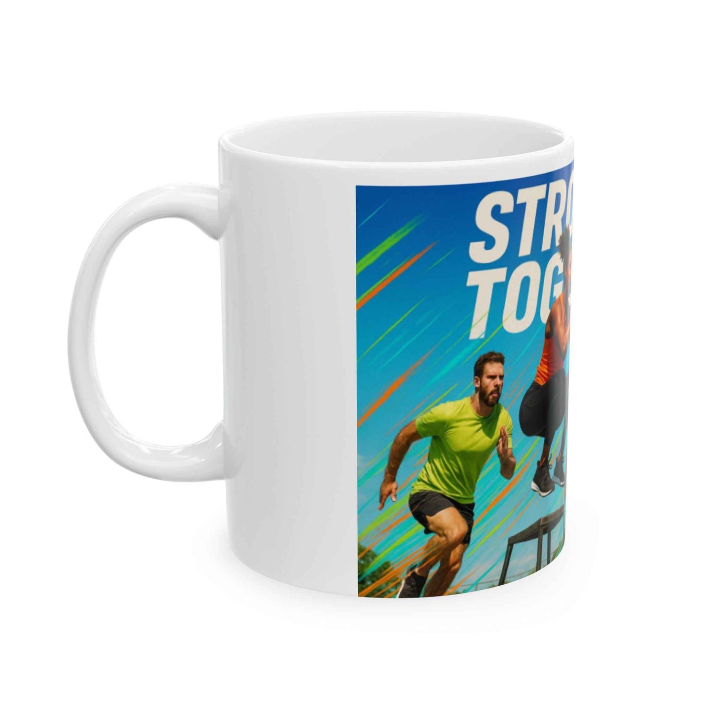Stronger Together Motivational Ceramic Mug, Personalized Coffee Cup, Fitness Gifts, Workout Motivation, Team Spirit