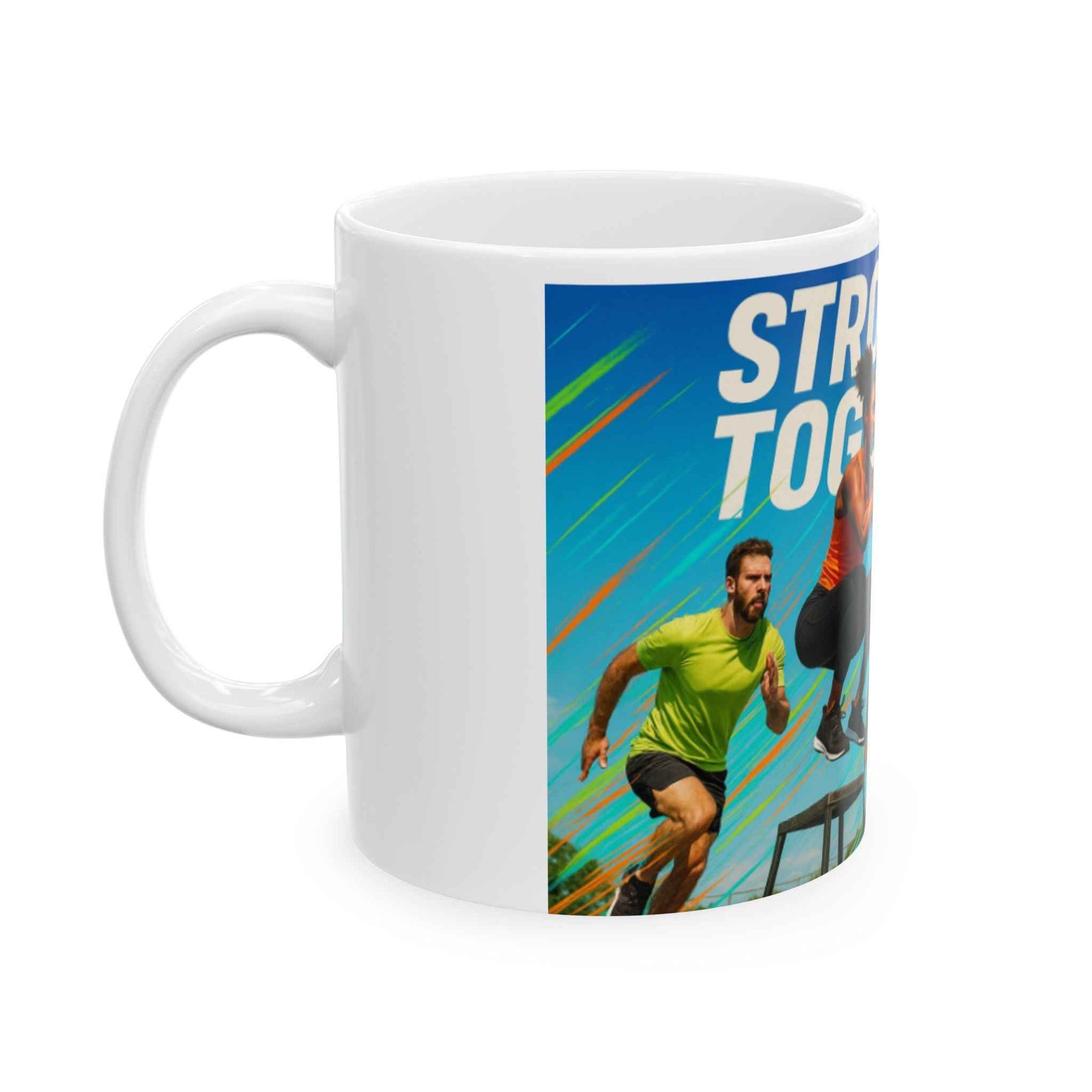Stronger Together Motivational Ceramic Mug, Personalized Coffee Cup, Fitness Gifts, Workout Motivation, Team Spirit