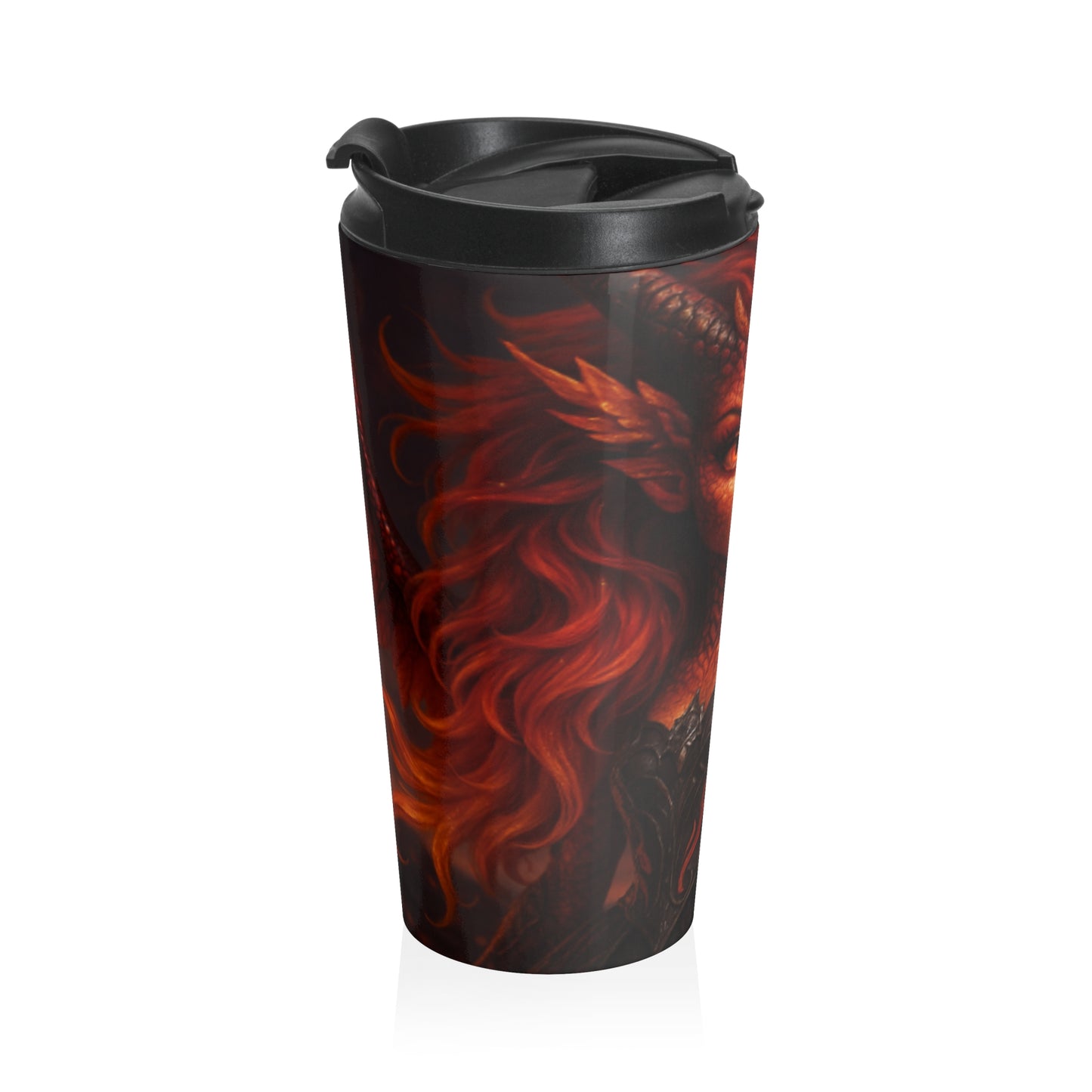 Fiery Fantasy Travel Mug, Perfect for Coffee Lovers, Unique Art Gift, Hot Beverage Cup, Ideal for Adventures, Travel Essentials