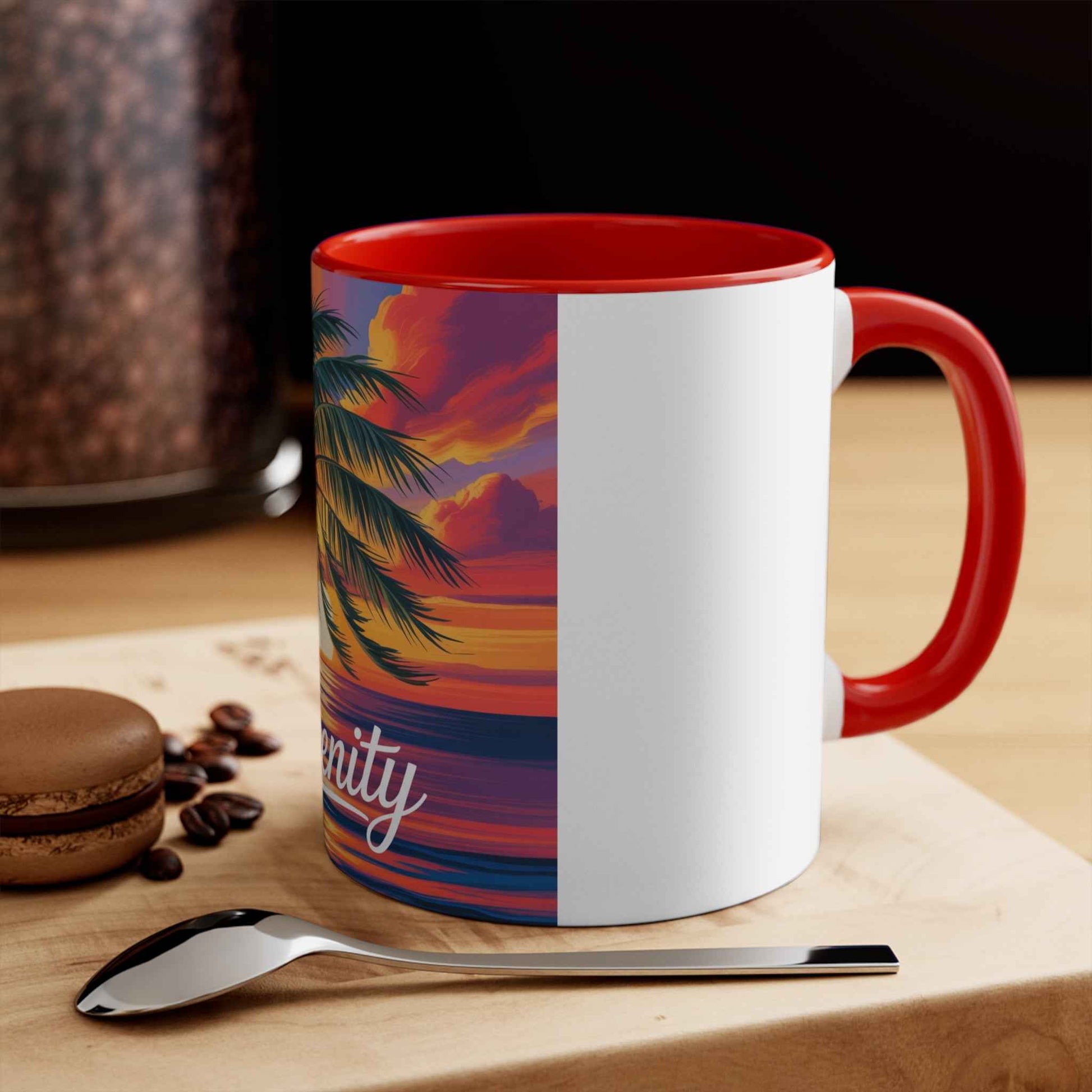 Serenity Sunset Accent Mug | Tropical Coffee Cup, Relaxation Gift, Beach Lover's Mug, Summer Decor, Gift for Her