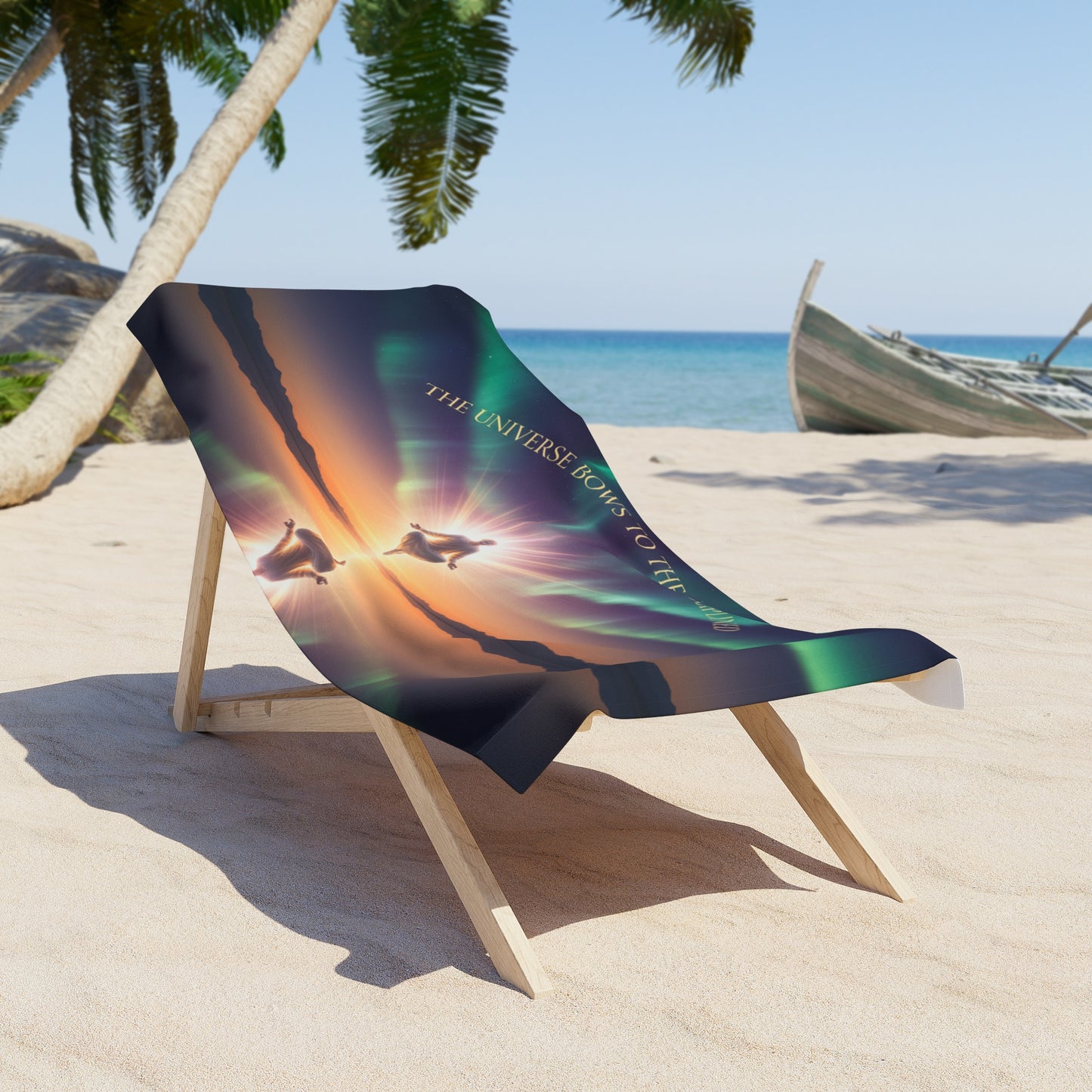 Meditation Sunset Beach Towel — "The Universe Bows to the Disciplined" Spiritual Yoga Towel
