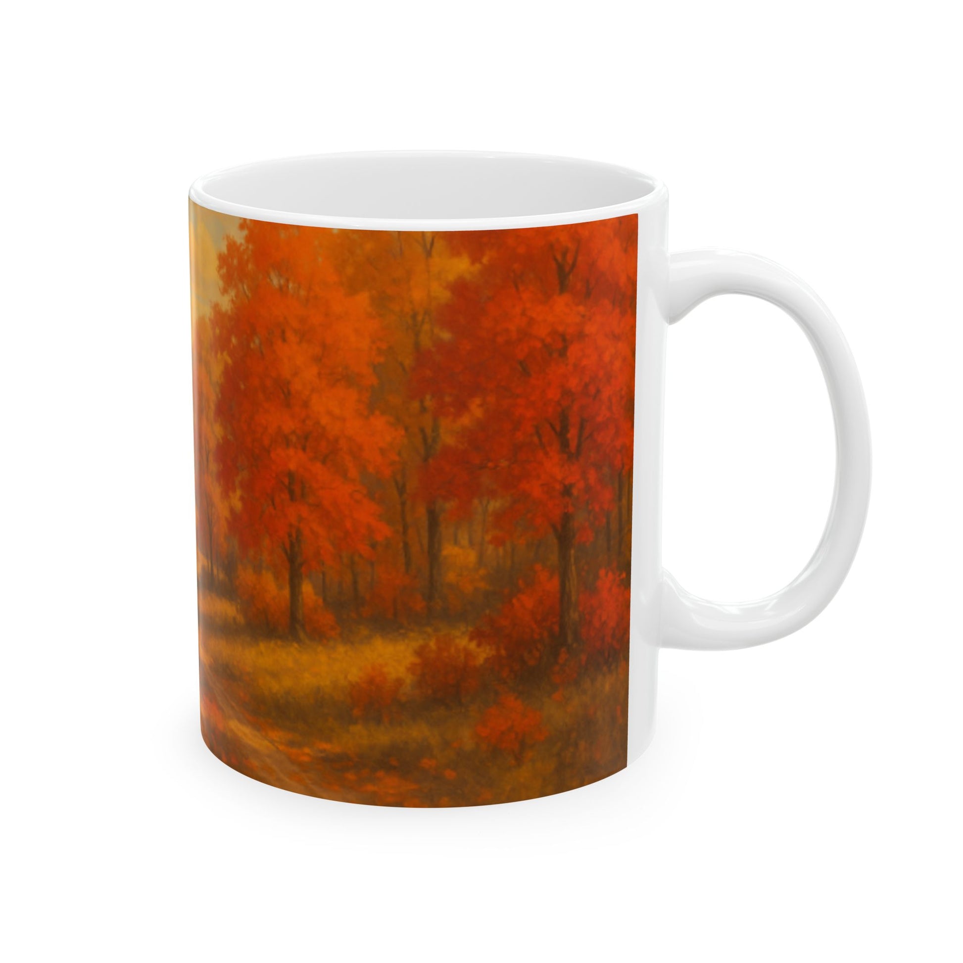 Autumn Landscape Ceramic Mug, Fall Coffee Cup, Cozy Home Gift, Thanksgiving Decor, Nature Lover's Mug, Seasonal Kitchenware  Digital Art