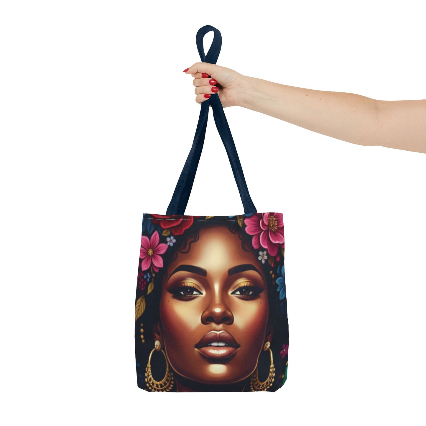 Afro Goddess Floral Tote Bag — Vibrant All-Over Print Shoulder Tote