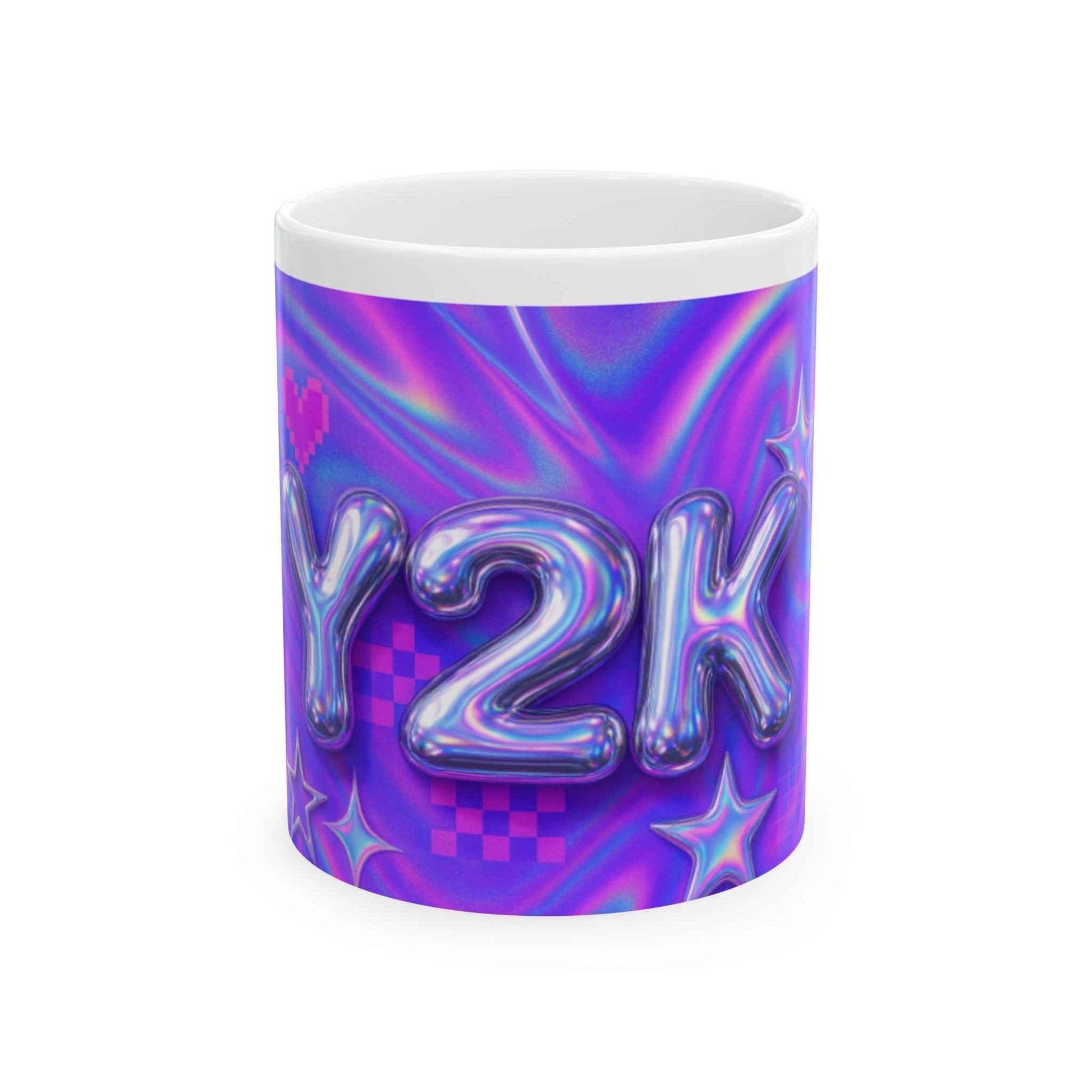 Y2K Aesthetic Ceramic Mug, Retro Coffee Cup, Trendy Drinkware, Nostalgic Gift, Purple Pastel Mug
