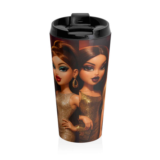 Chic Stainless Steel Travel Mug with Fashion Icons, Coffee Lover Gift, Hot & Cold Beverages, Bratz Dolls Design, Travel Accessories