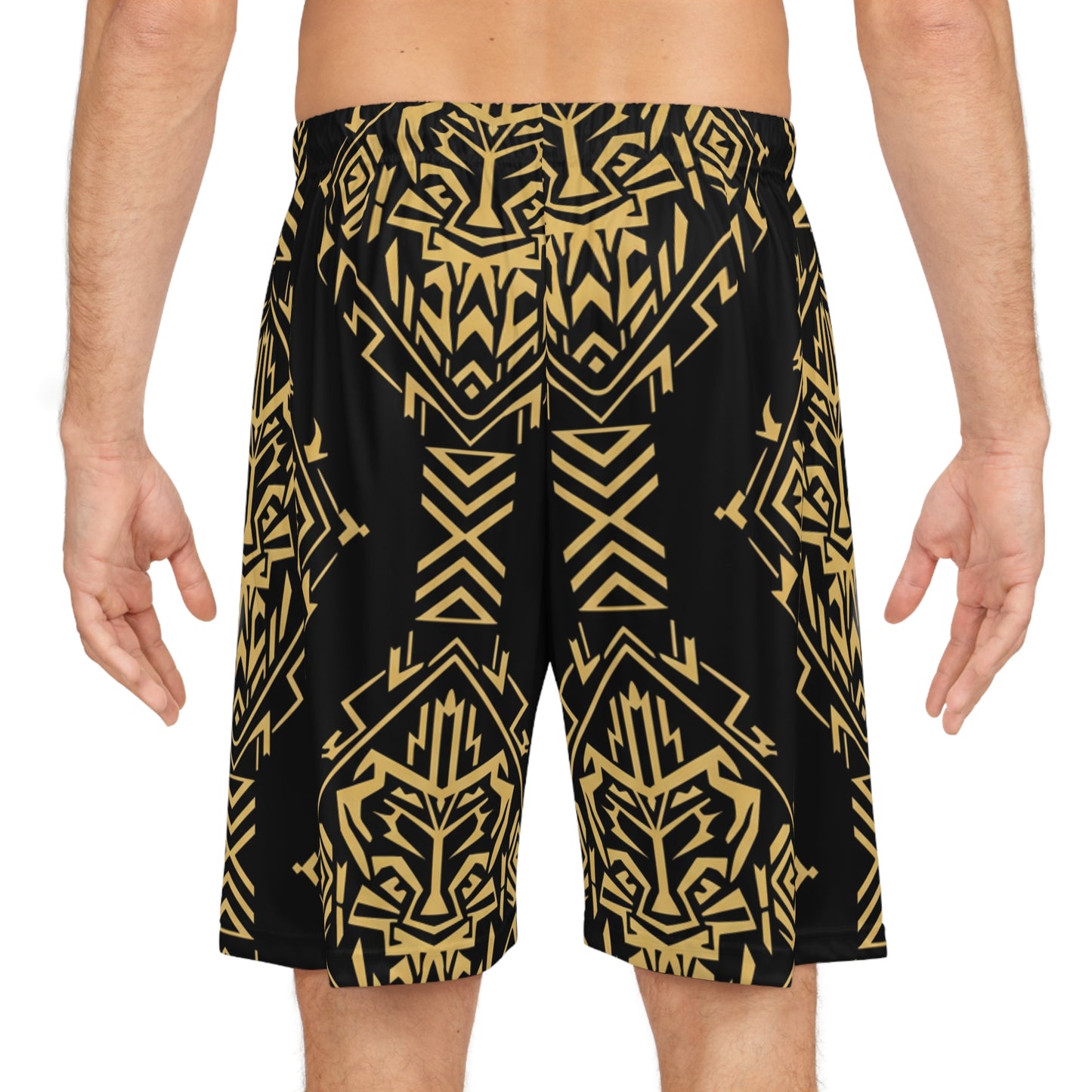 Basketball Shorts — Gold Tribal Lion AOP Athletic Shorts
