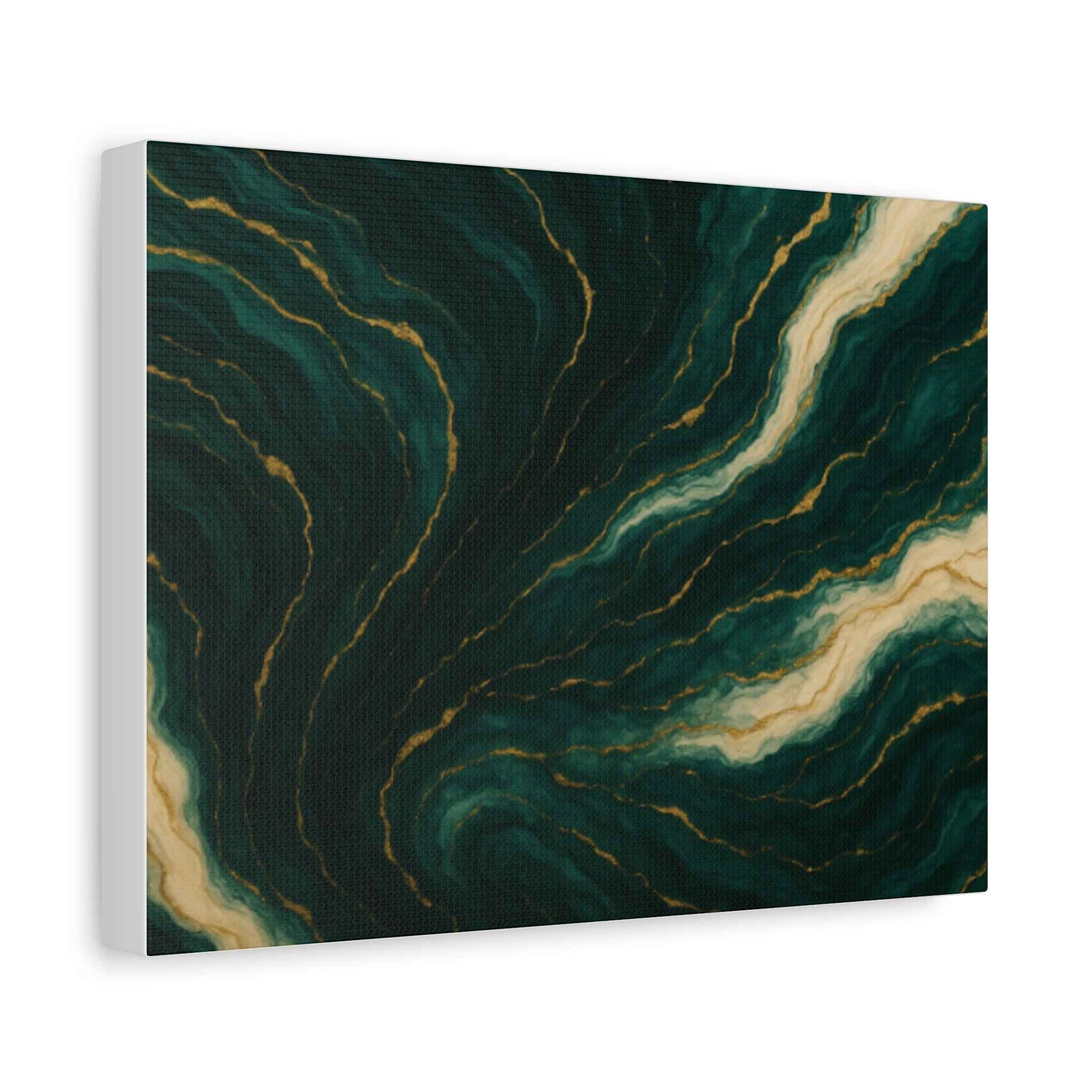 Abstract Wall Art Canvas, Home Decor, Modern Art Print, Green and Gold Design, Gift for Art Lovers, Stylish Interior Decoration