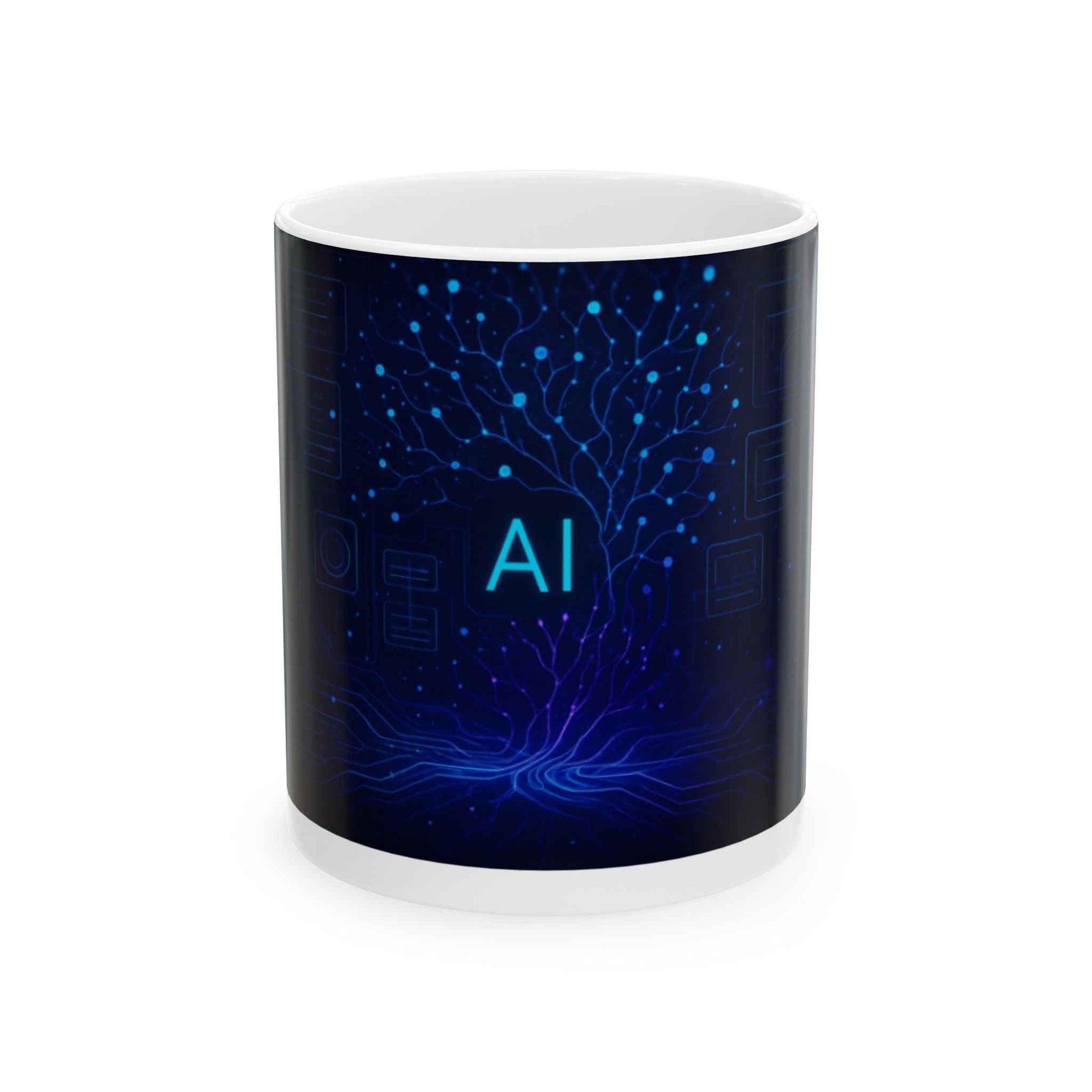 AI-Themed Ceramic Mug | Coffee Cup, Gift for Tech Lovers, Office Decor, Unique Design, Ideal for Any Occasion