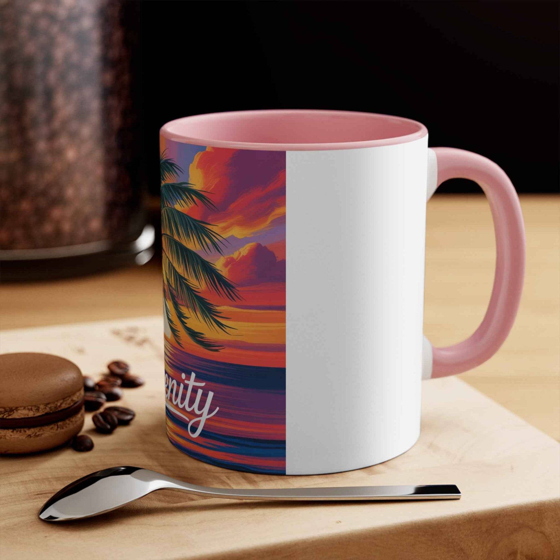 Serenity Sunset Accent Mug | Tropical Coffee Cup, Relaxation Gift, Beach Lover's Mug, Summer Decor, Gift for Her
