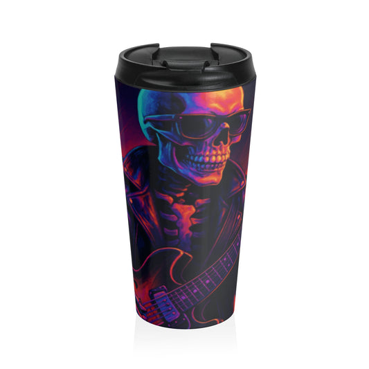 Stylish Skull Guitarist Travel Mug - Perfect for Music Lovers, Funny Gift for Birthdays, Road Trips, and Coffee Enthusiasts