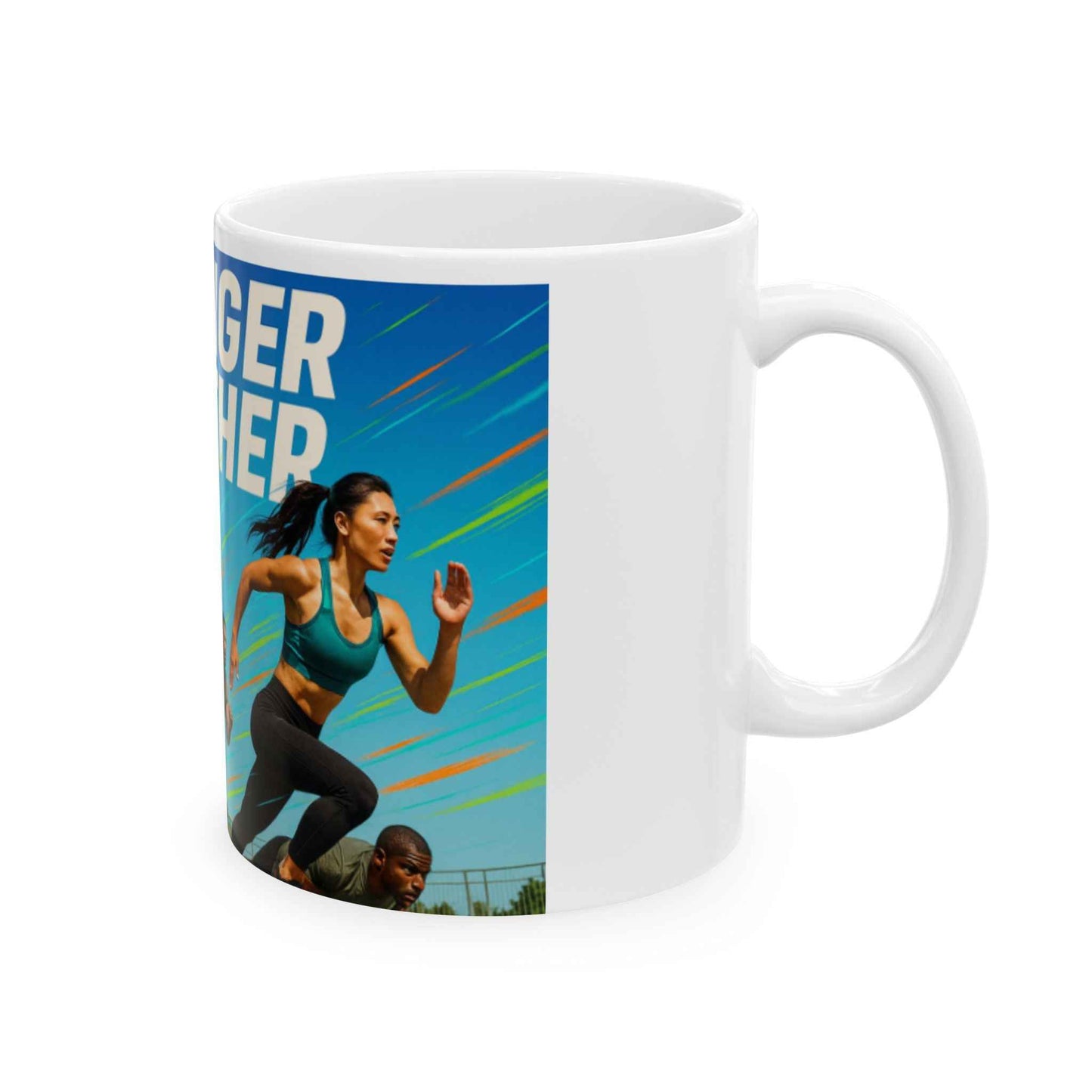 Stronger Together Motivational Ceramic Mug, Personalized Coffee Cup, Fitness Gifts, Workout Motivation, Team Spirit