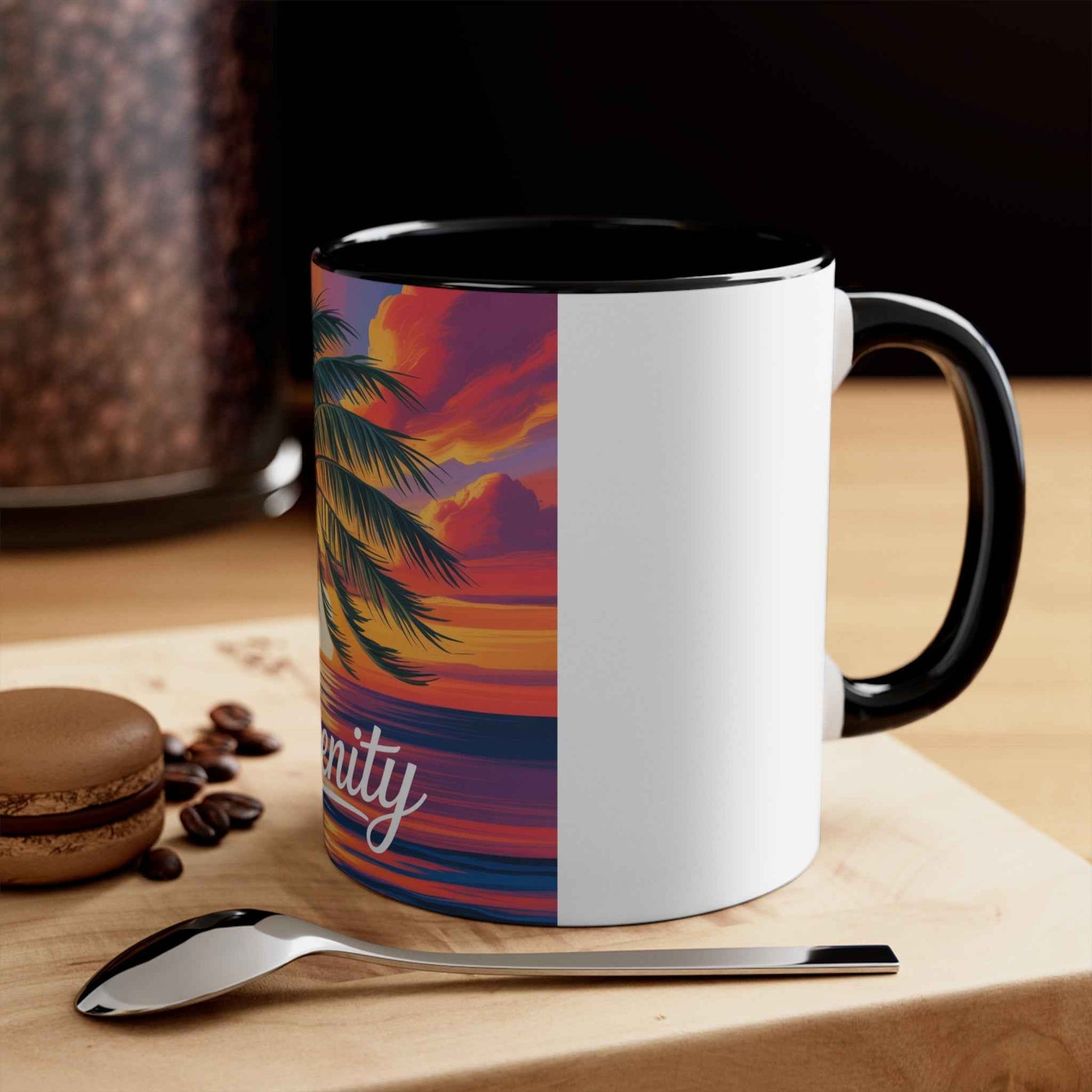 Serenity Sunset Accent Mug | Tropical Coffee Cup, Relaxation Gift, Beach Lover's Mug, Summer Decor, Gift for Her