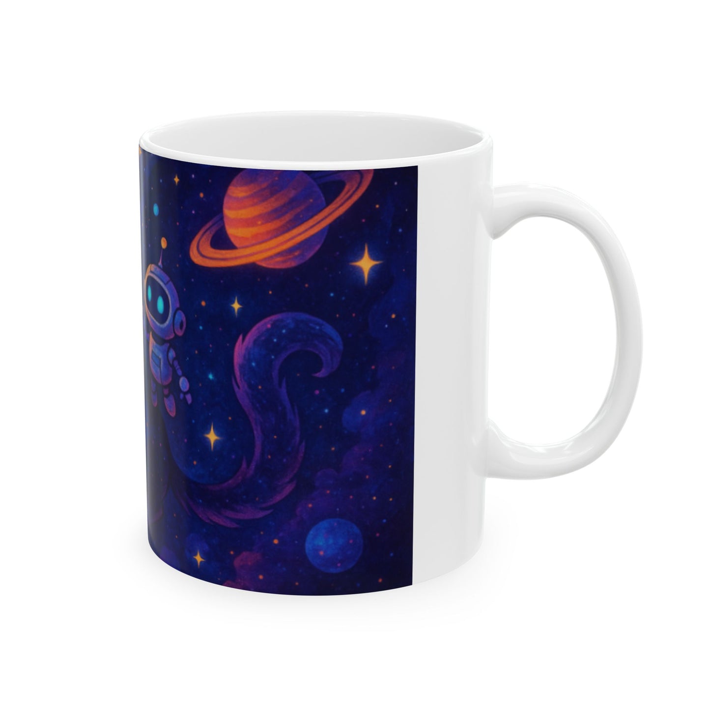 Galactic Cat Ceramic Mug - Cosmic Cat Lovers Gift, Space Themed Coffee Cup, Unique Pet Owner Present, Gifts for Cat Moms, Birthday Mug Digital Art