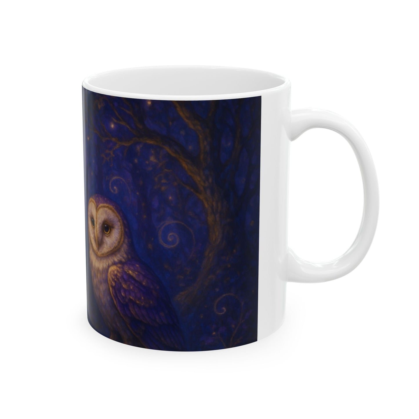Fantasy Dragon and Owl Ceramic Mug - Magical Gift for Creatives, Coffee Lovers, Fantasy Fans, Unique Art Mug, 11oz & 15oz Digital Art