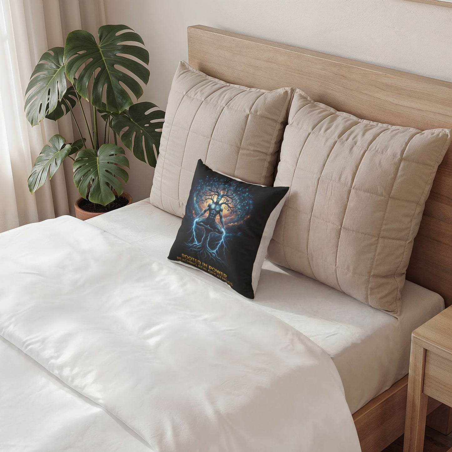 Meditative Tree of Power Velvet Pillow — "Rooted in Power, Reaching for Greatness"
