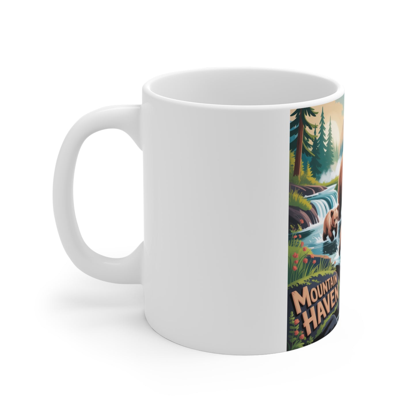 Mountain Haven Bear Mug - Nature Lover Gift, Camping Cup, Wildlife Decor, Adventure Mug, Great for Mom, Dad, Birthdays  Digital Art