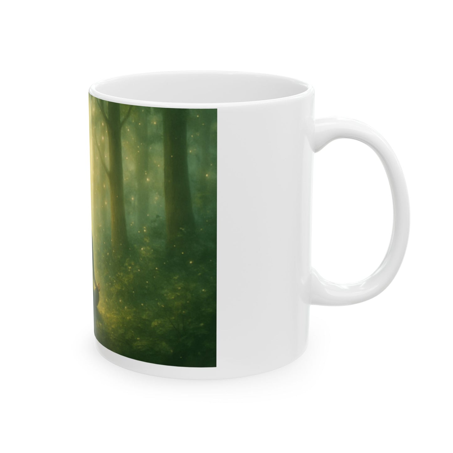 Meditative Forest Ceramic Mug - Mindfulness Gift for Yoga Lovers, Nature Lovers, Home Decor, Tea/Coffee Cup, Cozy Vibes  Digital Art