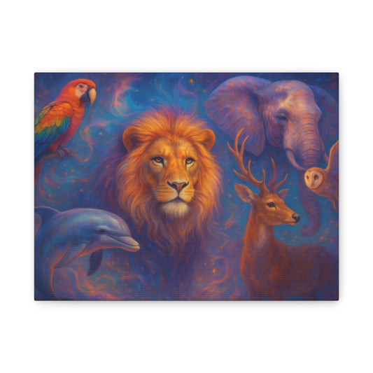 Wildlife Art Canvas Print, Animal Lover Decor, Colorful Home Wall Art, Nature Gift for Wildlife Enthusiasts, Vibrant Animal Artwork