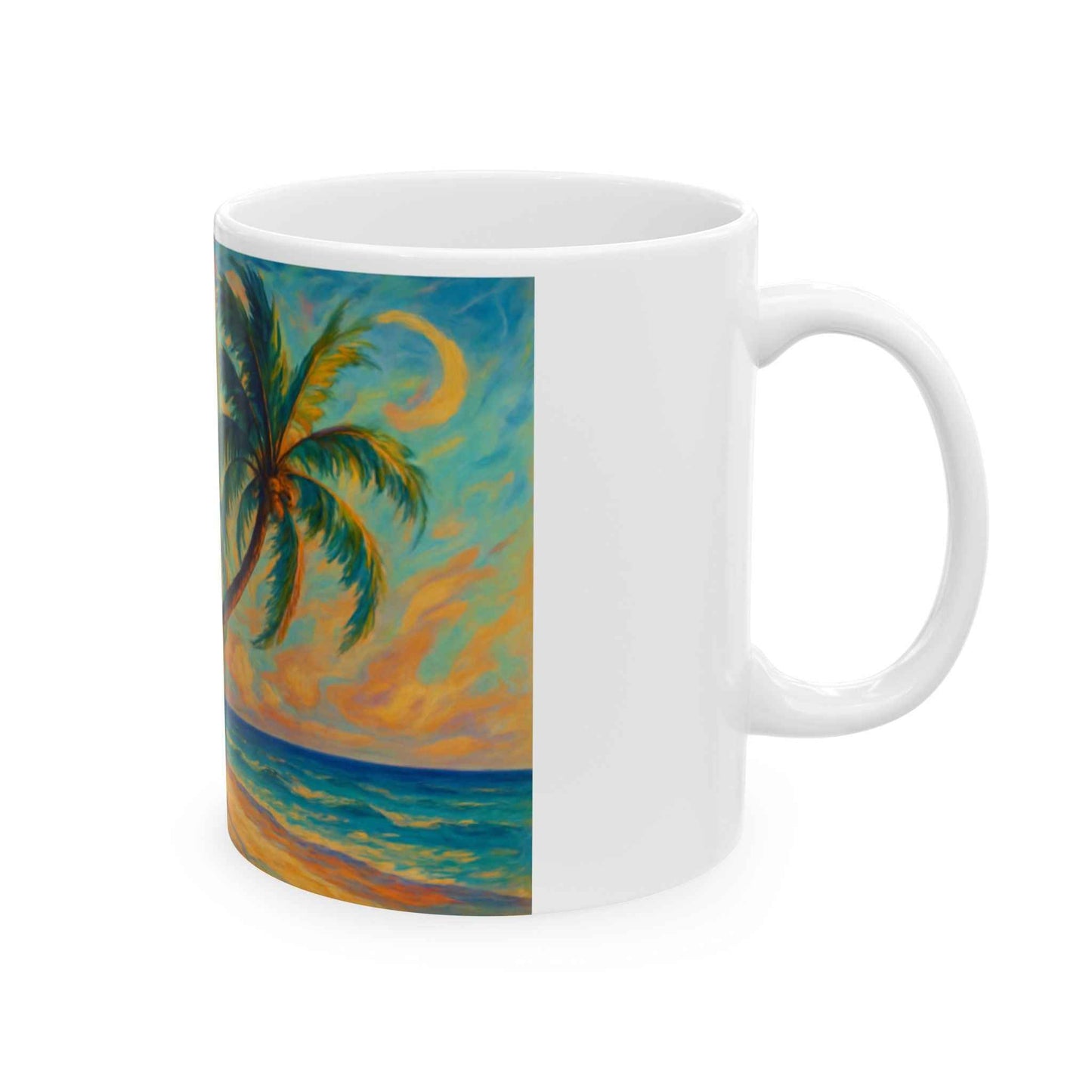 Tropical Paradise Ceramic Mug, Beach Decor, Gift for Coffee Lovers, Summer Vibes, Unique Kitchenware, Ocean Theme Accessories