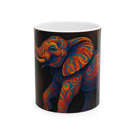 Vibrant Elephant Ceramic Mug, Colorful Coffee Cup, Unique Gift, Animal Lovers, Home Decor, Art Mug, Perfect for Any Occasion  Digital Art