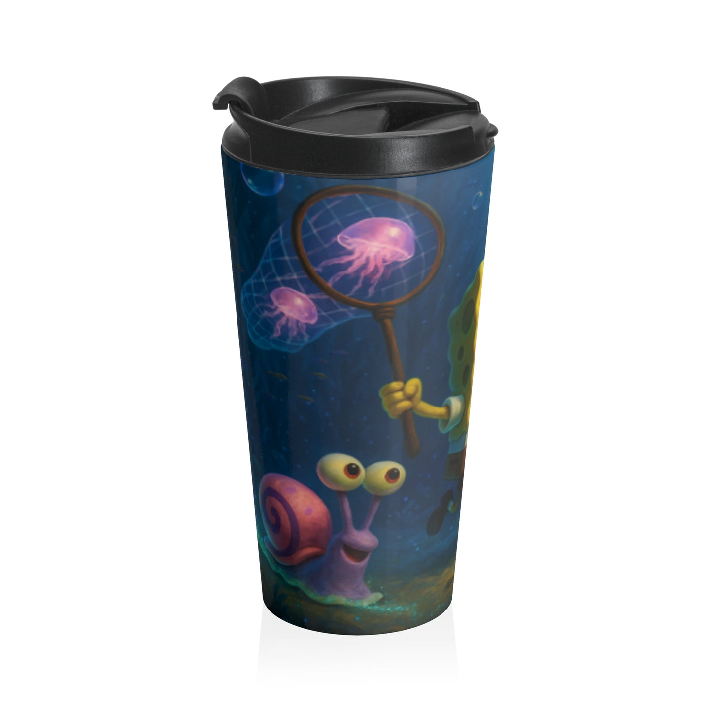 SpongeBob Adventure Travel Mug, Stainless Steel Coffee Cup, Fun Kids Gift, Beach Theme Mug, Cartoon Character Travel Tumbler