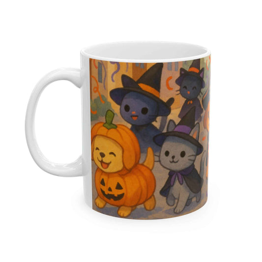 Pirate Pup Ceramic Mug | Cute Dog & Cat Halloween Coffee Cup | Gift for Pet Lovers, Kids, Birthdays, Fall Decor