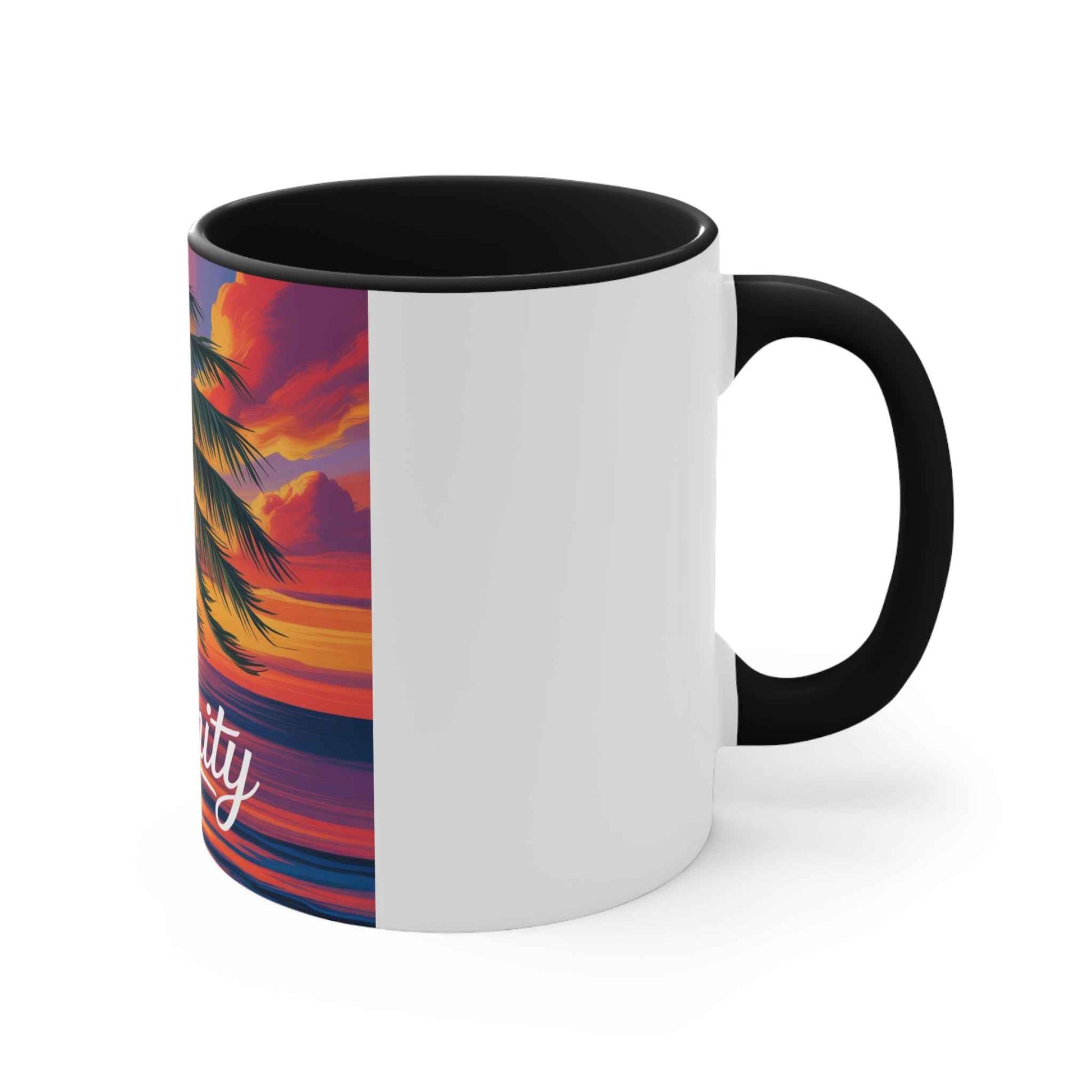 Serenity Sunset Accent Mug | Tropical Coffee Cup, Relaxation Gift, Beach Lover's Mug, Summer Decor, Gift for Her