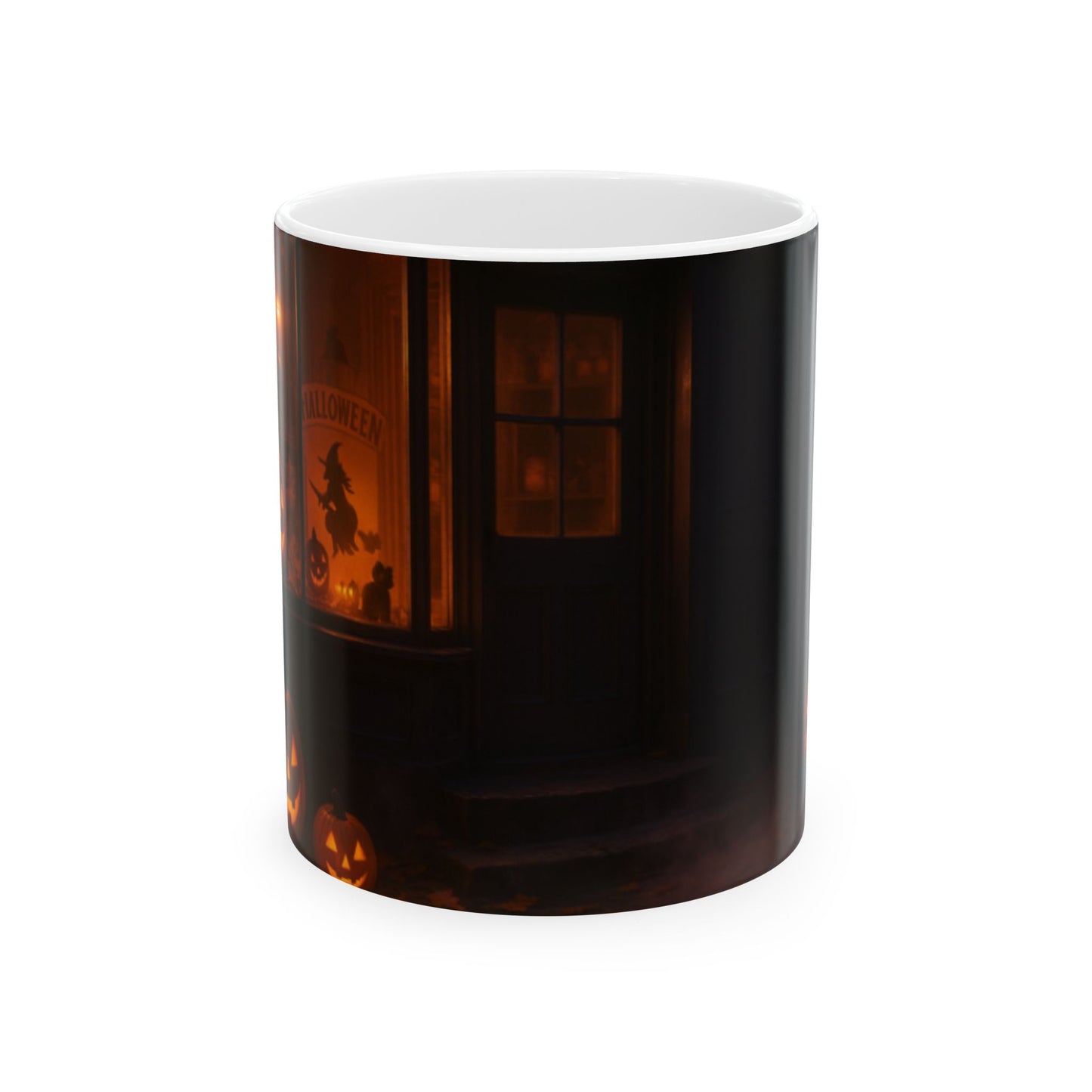 Spooky Pumpkin Halloween Ceramic Mug, Autumn Coffee Cup, Halloween Decor, Fall Gift, Pumpkin Spice Lover  Digital Art