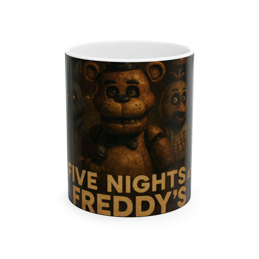 Fun Horror-Themed Ceramic Mug, Perfect for Gamers, Gift for Birthdays, Five Nights at Freddy's Fans, Cool Coffee Cup, Collectible  Digital Art