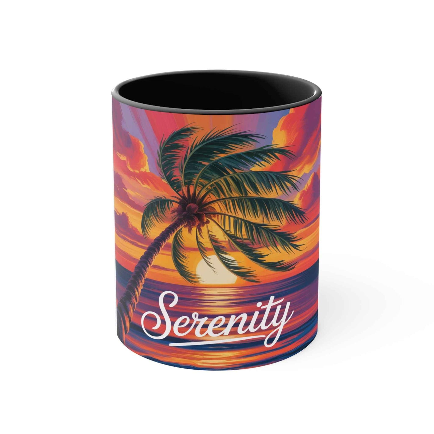 Serenity Sunset Accent Mug | Tropical Coffee Cup, Relaxation Gift, Beach Lover's Mug, Summer Decor, Gift for Her
