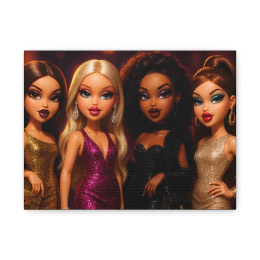 Glamorous Doll Art Canvas Print, Digital Artwork, Vintage Vibe Wall Decor, Trendy Home Aesthetic, Gift for Doll Lovers