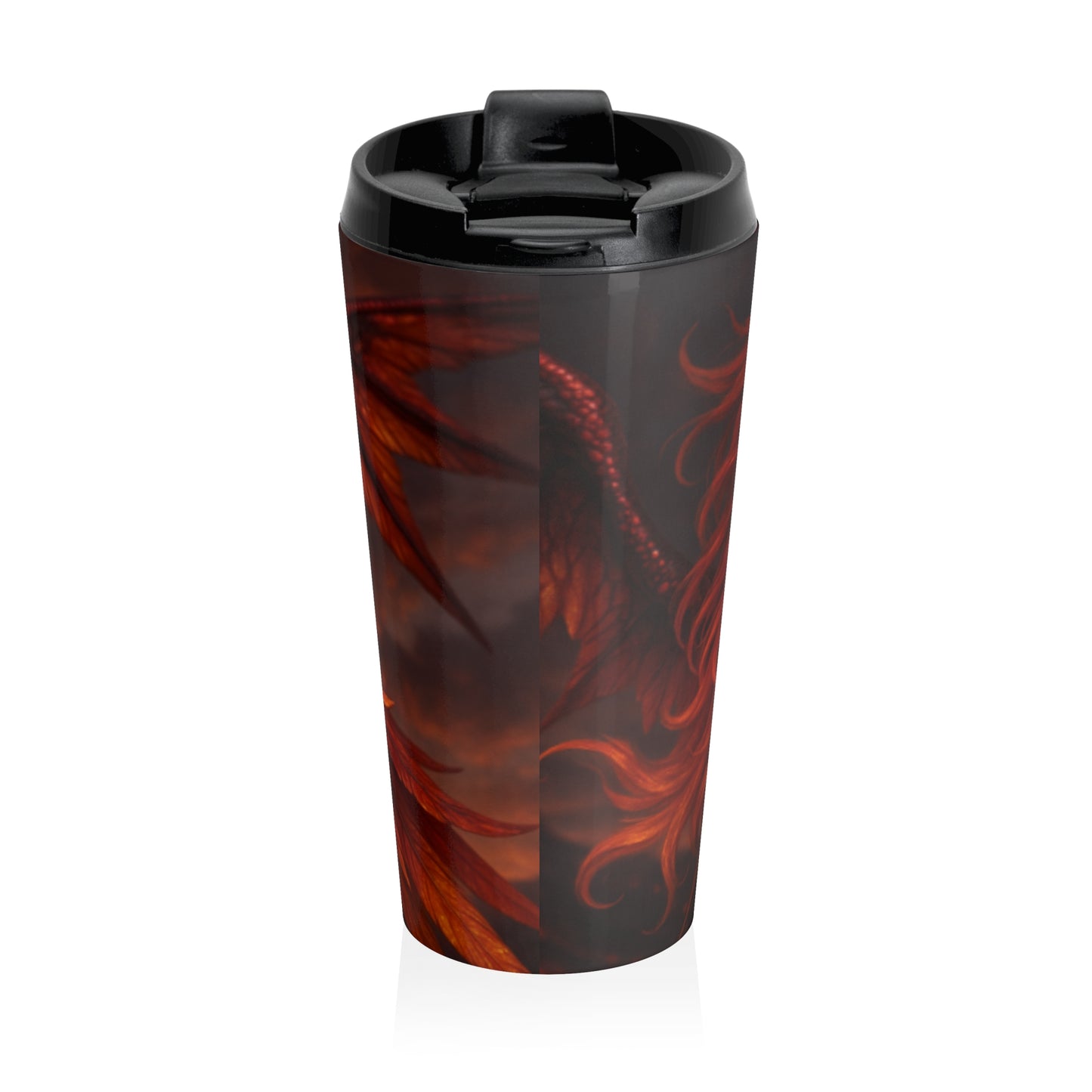 Fiery Fantasy Travel Mug, Perfect for Coffee Lovers, Unique Art Gift, Hot Beverage Cup, Ideal for Adventures, Travel Essentials