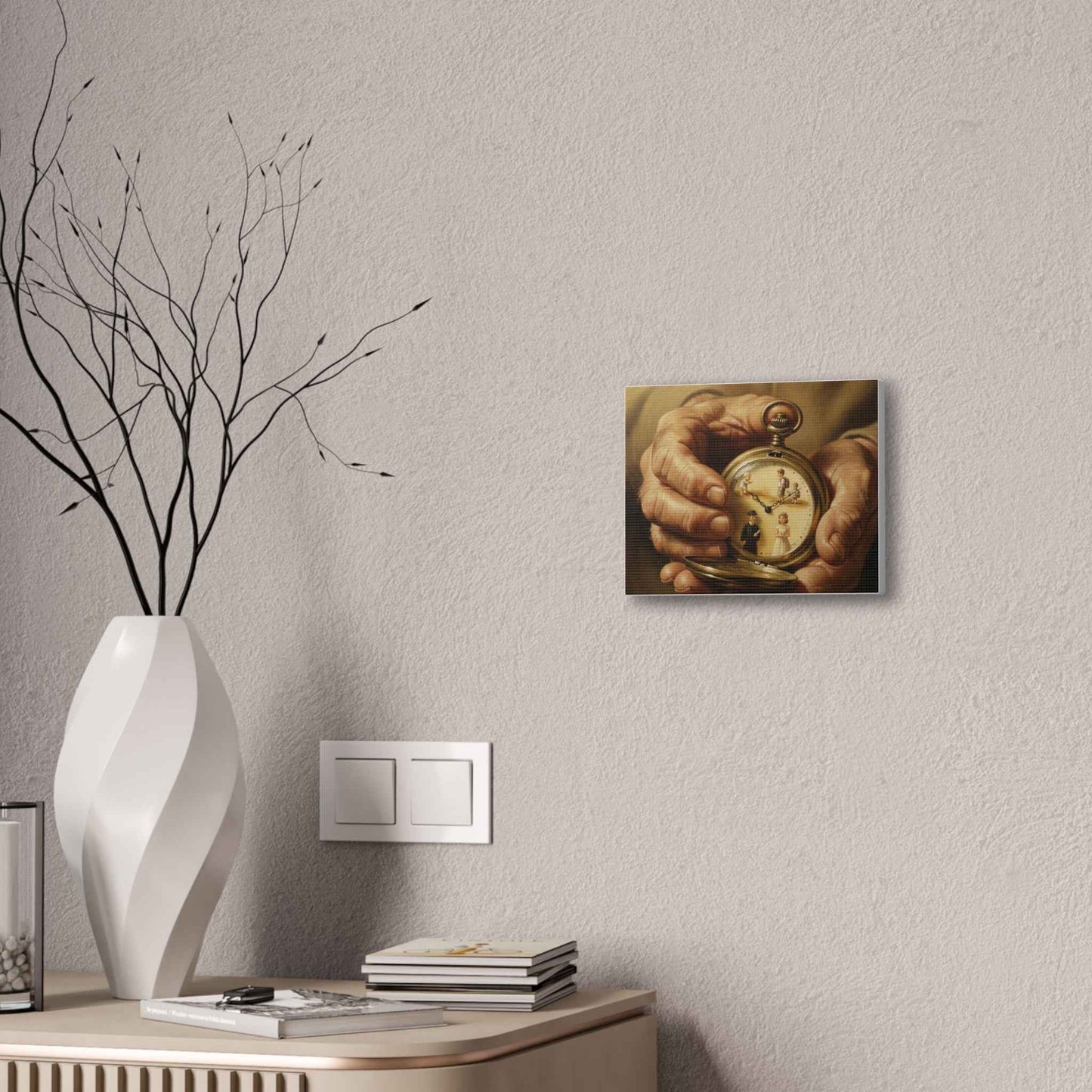Vintage Pocket Watch Canvas Wall Art — 'Time of Life' Family Keepsake Print