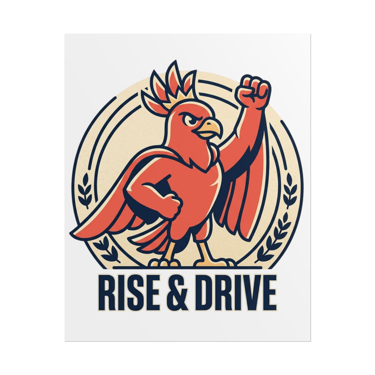 Rise & Drive Poster — Motivational Rooster Wall Art (Rolled Poster)