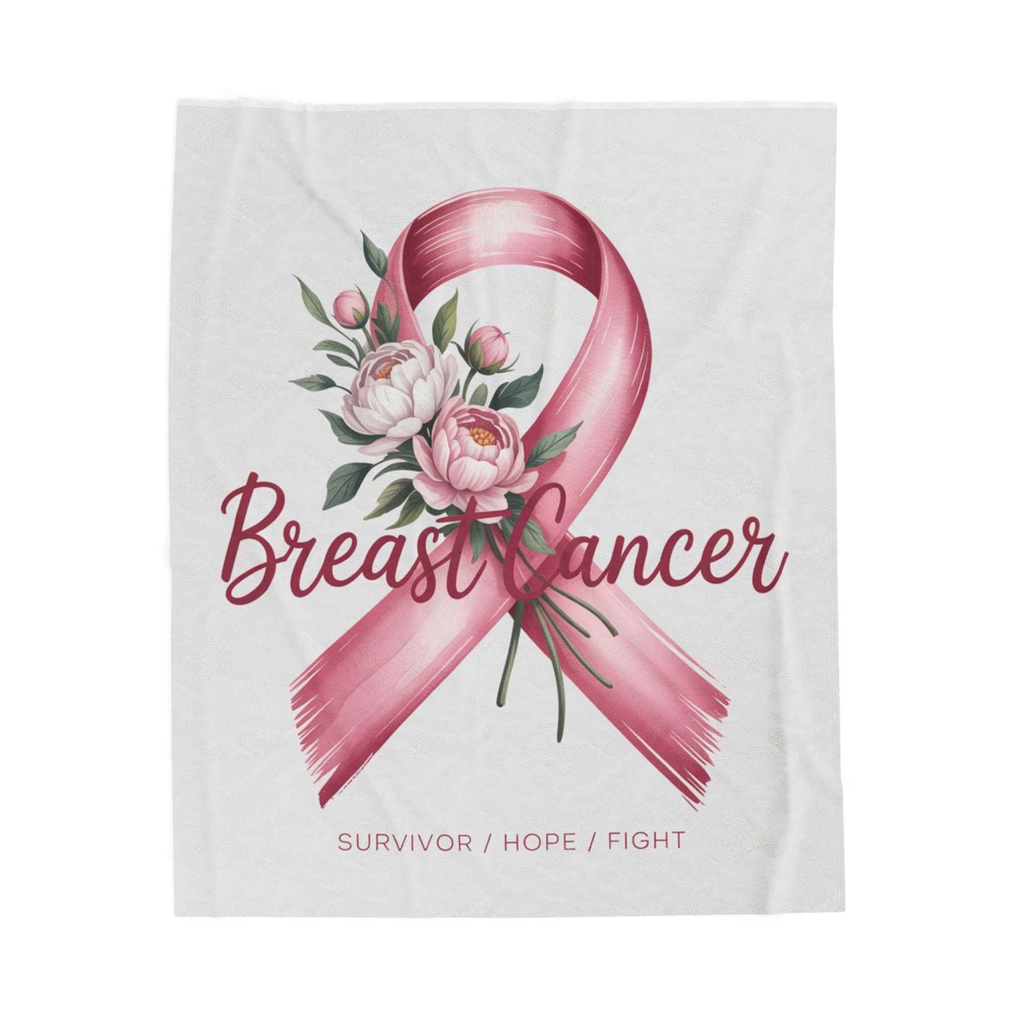 Breast Cancer Awareness Plush Blanket - Survivor, Hope, Fight
