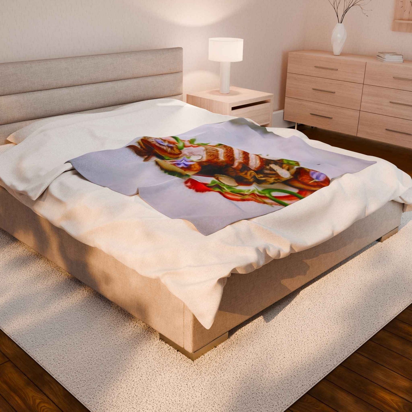 Gourmet Food Print Velveteen Plush Blanket