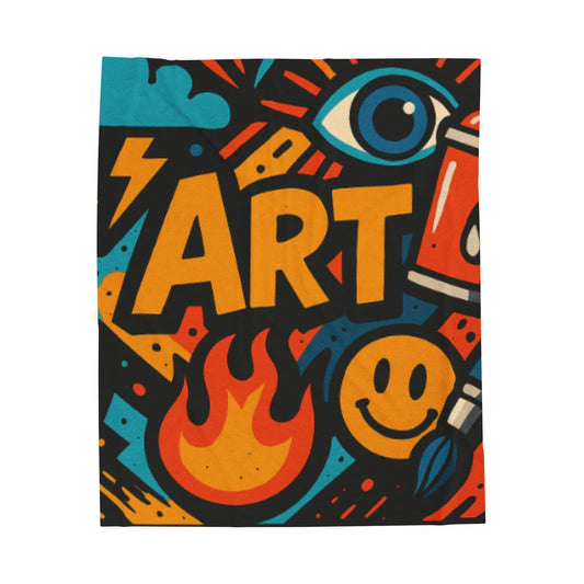 Colorful Art Design Velveteen Plush Blanket, Cozy Throw for Home Decor, Ideal Gift for Artists, Lounge & Kids' Rooms