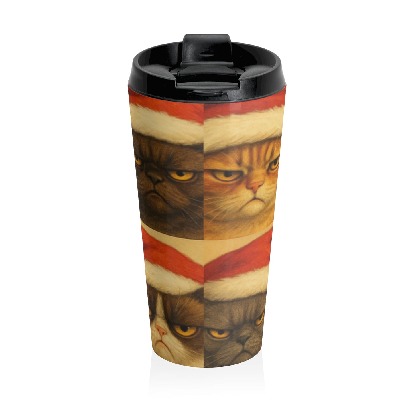 Festive Cat Travel Mug, Christmas Coffee Cup, Holiday Kitty Gift, Unique Travel Mug for Cat Lovers, Funny Pet Mug