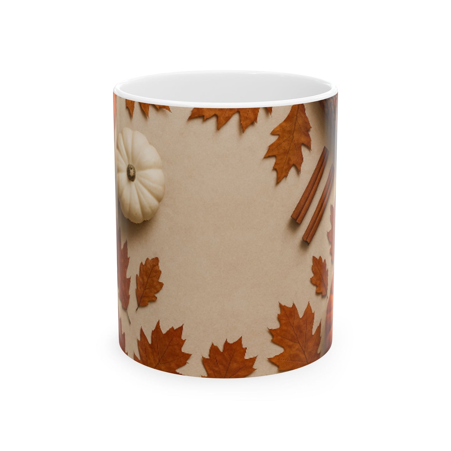 Autumn Leaves Ceramic Mug, Cozy Fall Drinkware, Thanksgiving Gift, Pumpkin Spice Lover, Seasonal Coffee Cup, Rustic Kitchen Decor  Digital Art