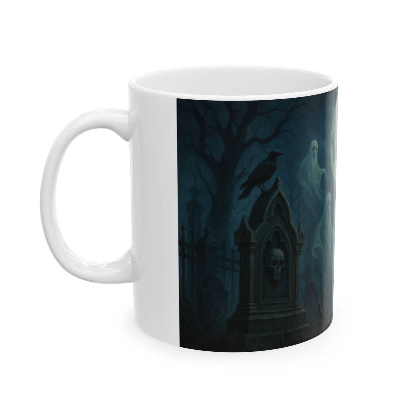 Haunting Moonlight Ceramic Mug | Ghost Design, Halloween Decor, Spooky Gift, Witchy Vibes, Unique Coffee Cup