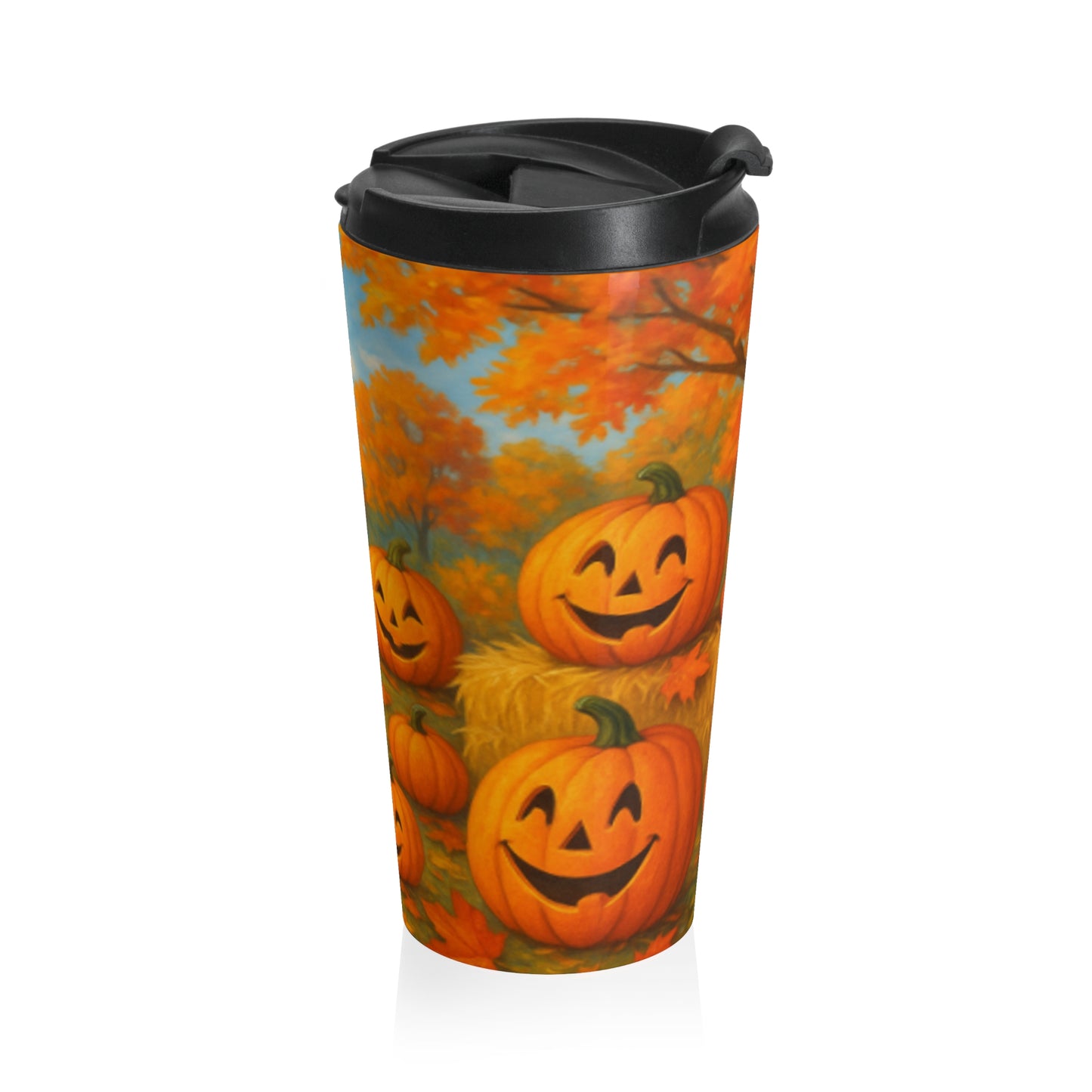 Pumpkin Halloween Travel Mug - Boo-tiful Design, Coffee Cup Gift for Fall, Trick or Treat Accessory, Autumn Vibes, Party Favor