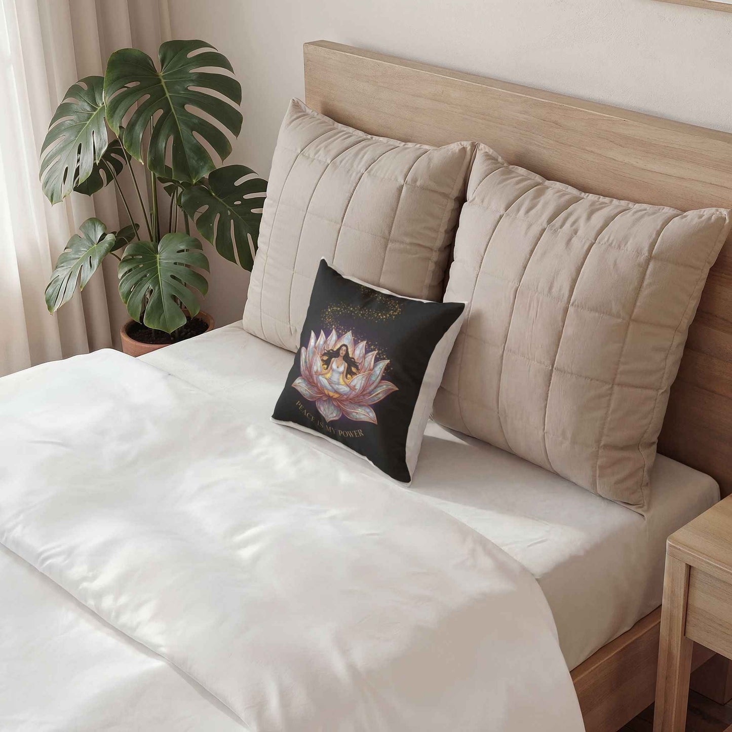 Meditation Lotus Pillow — 'Peace Is My Power' Velvet Accent Pillow