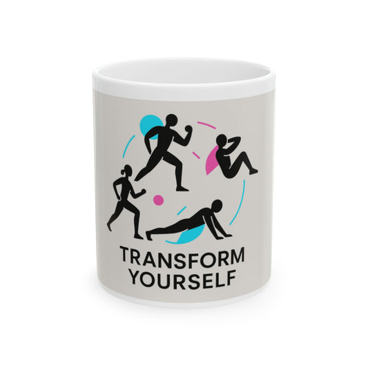 Inspirational Fitness Ceramic Mug - Transform Yourself, Workout Gift, Motivational Coffee Cup, Fitness Enthusiast Mug, Gym Lover Mug  Digital Art