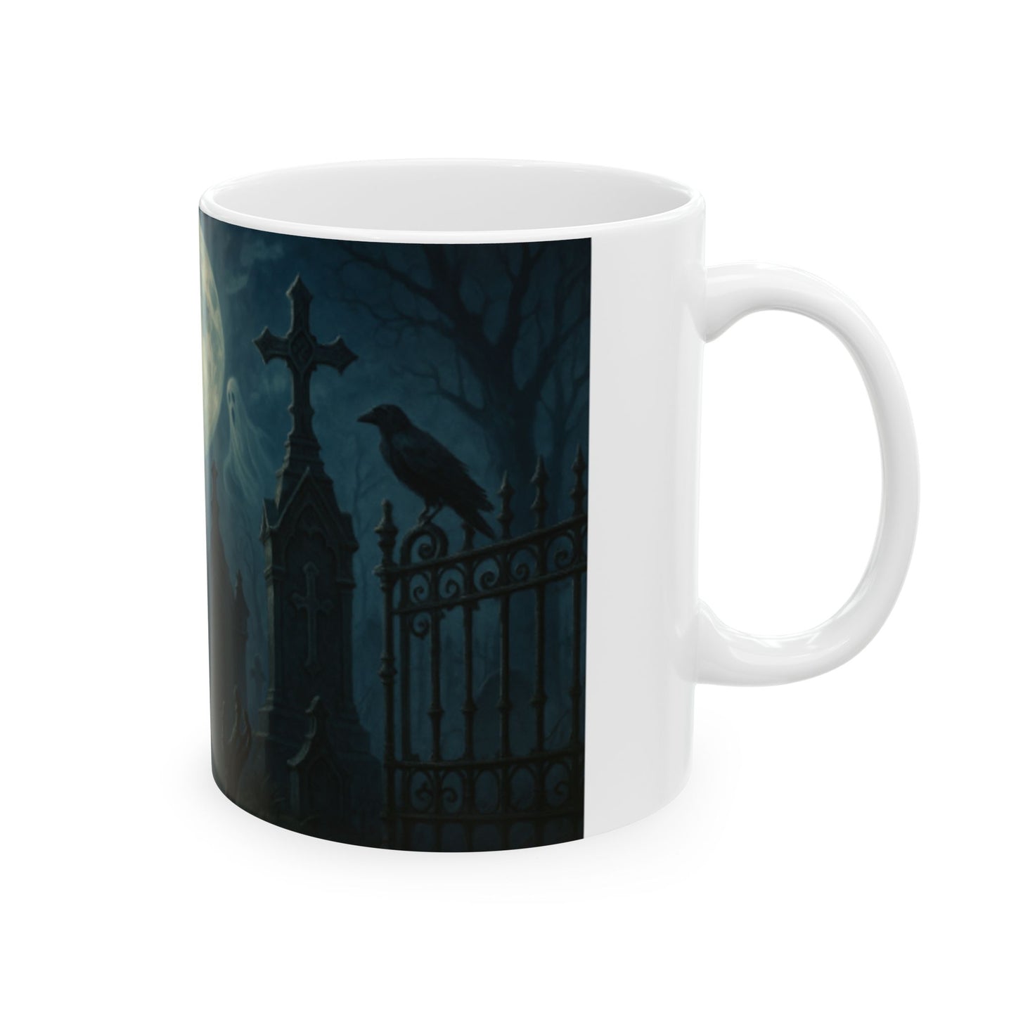 Haunting Moonlight Ceramic Mug | Ghost Design, Halloween Decor, Spooky Gift, Witchy Vibes, Unique Coffee Cup