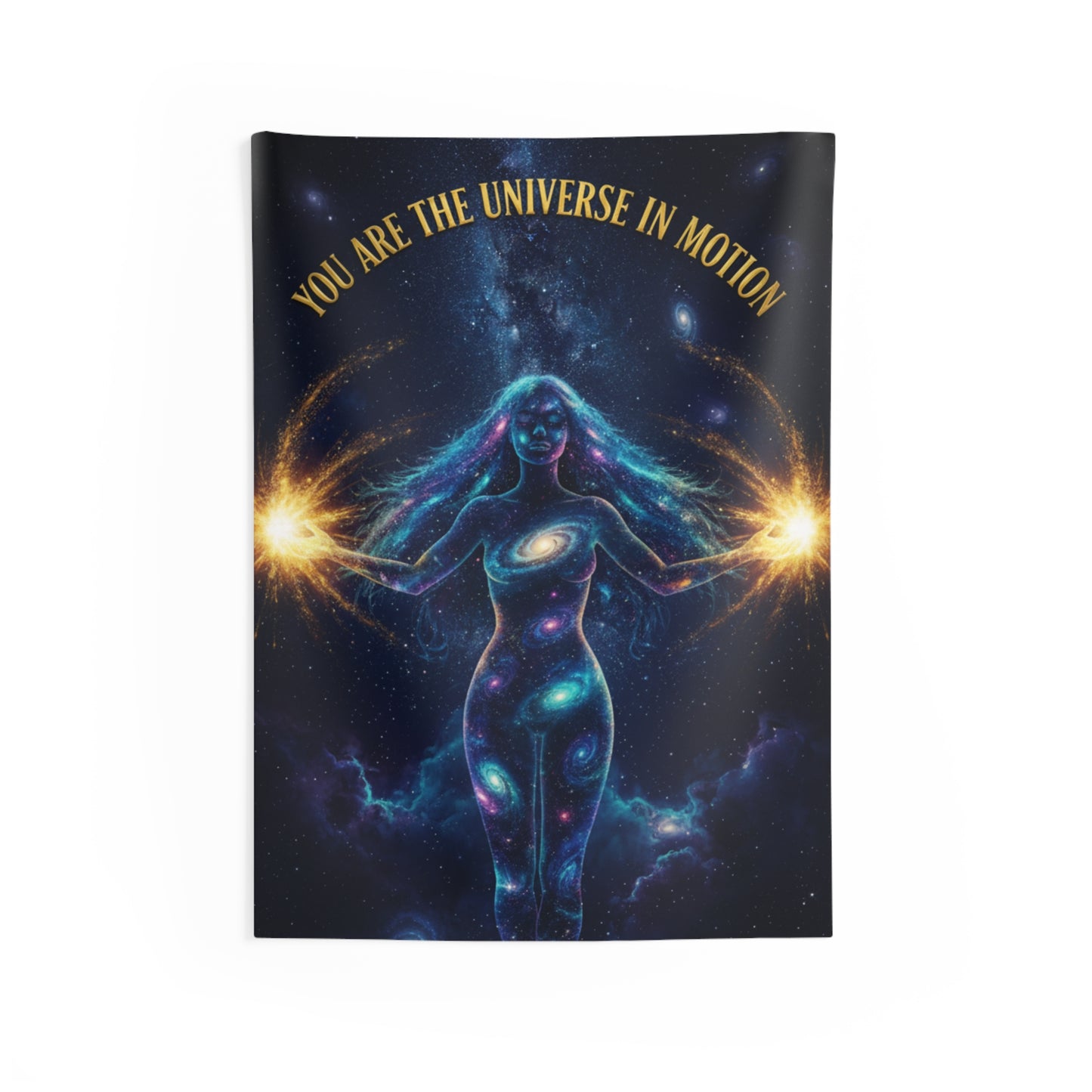 Galaxy Goddess Tapestry — "You Are the Universe in Motion" Cosmic Wall Hanging