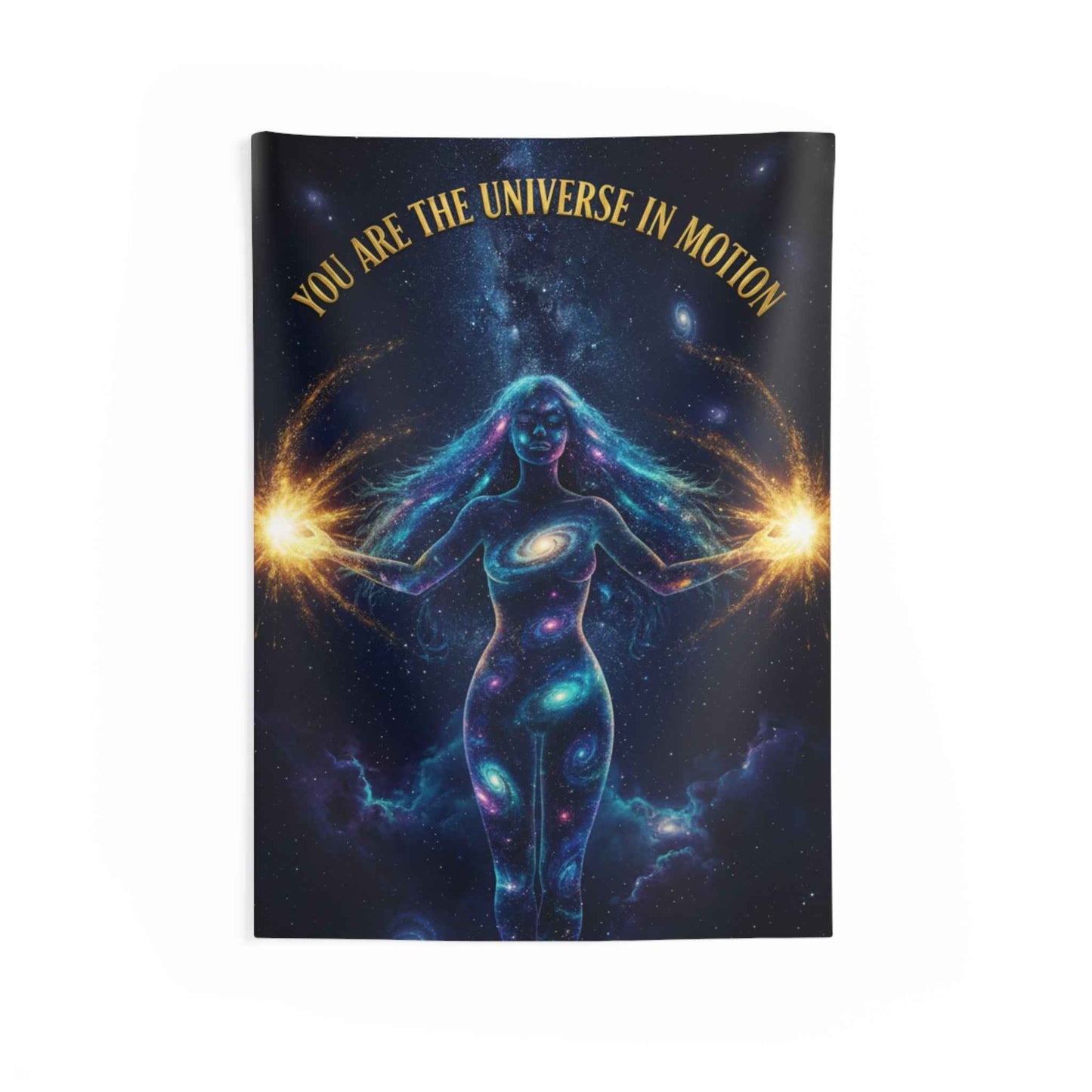 Galaxy Goddess Tapestry — "You Are the Universe in Motion" Cosmic Wall Hanging