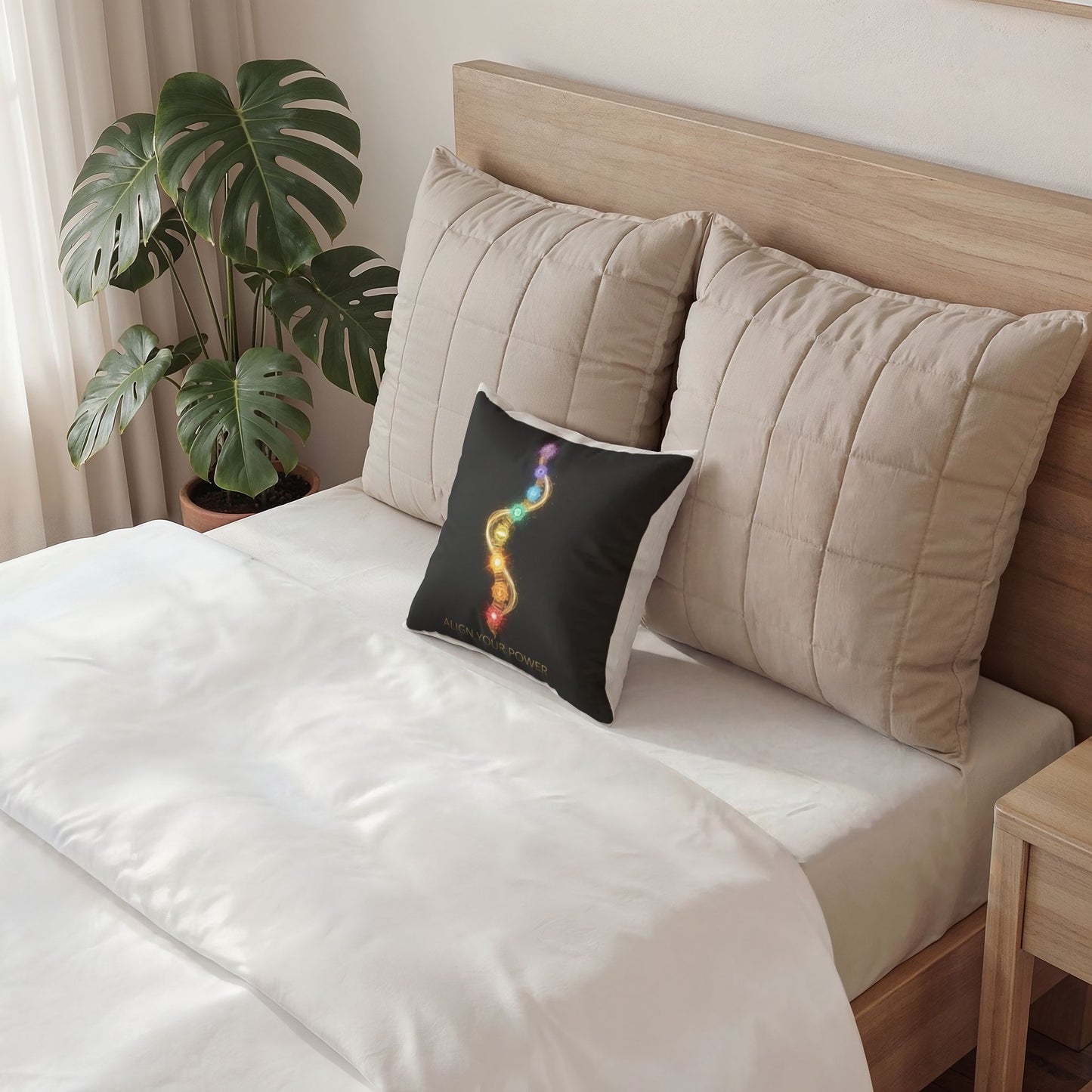 Chakra Alignment Velvet Pillow — "Align Your Power" Decorative Cushion