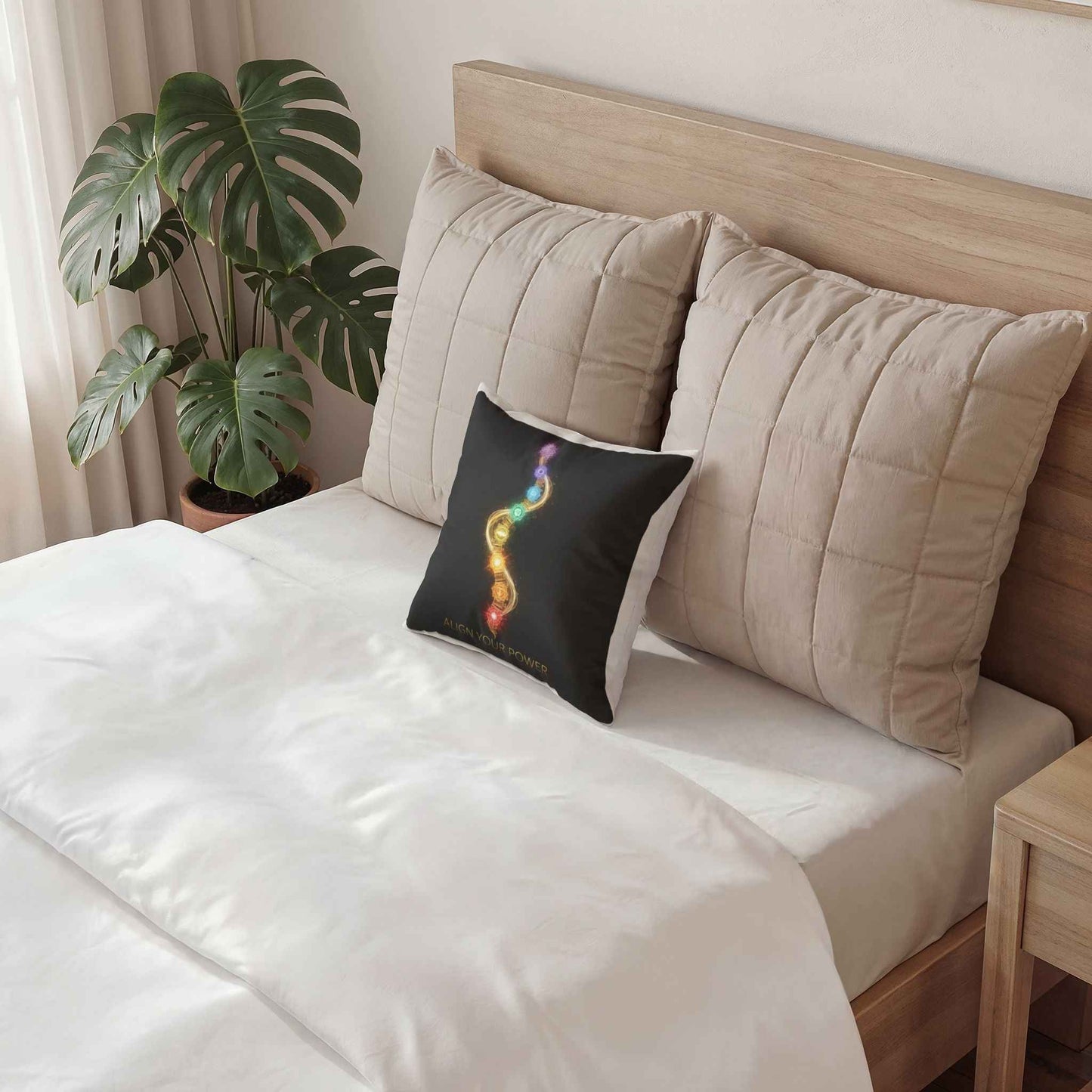 Chakra Alignment Velvet Pillow — "Align Your Power" Decorative Cushion